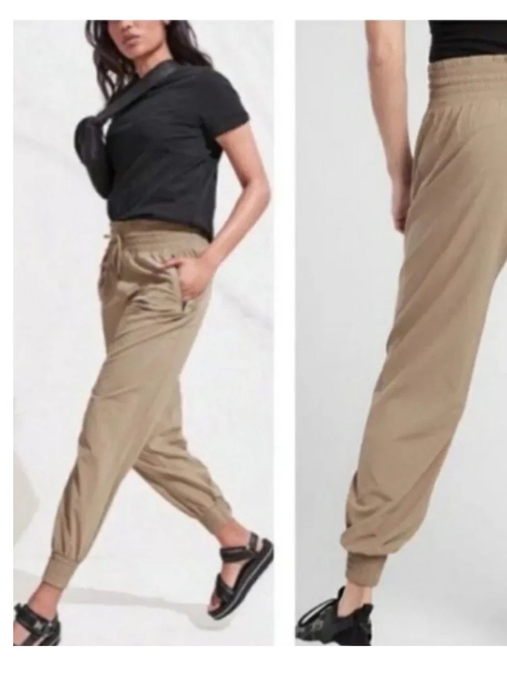 Athleta Camden Jogger Brownstone Beige Track Pants Joggers Size 10